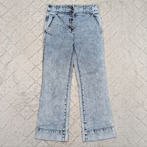 Ulla Johnson Jeans Womens 12 Blue Acid Wash Ellis Straight Kick Flare High Rise